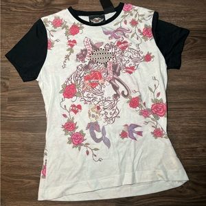 Harley Davidson vintage graphic baby tee / tattoo top